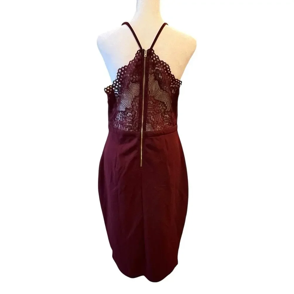 Y2K Whimsigoth Burgundy Slip Dress Sheer Lace Dark Fairy Romantic Witchy Vamp XL - Picture 7 of 16